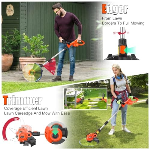 Cordless String Trimmer Compatible for Milwaukee 18V Battery,Garden Lawn Edger with 25cm Cutting Diameter,Electric String Trimmer,Weed Wacke,Weedeaters for Lawn Garden (NO Battery) - Thumbnail 2