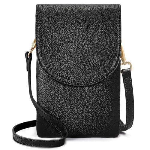 Kiss Sea Crossbody Bags for Women Crossbody Phone Wallet Women Purse for Phone Leather Purses Black - Image 1