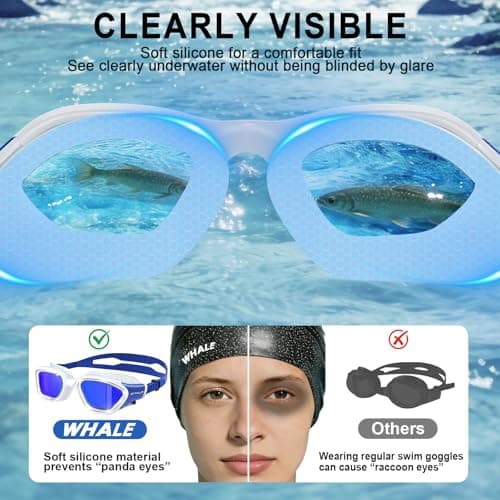 Whale Swim Goggles Polarized Anti-Fog Lenses, Unisex | 100% UV Protection | Anti-Fog Design (Glacier White-Blue; Polarized Lens) - Thumbnail 6