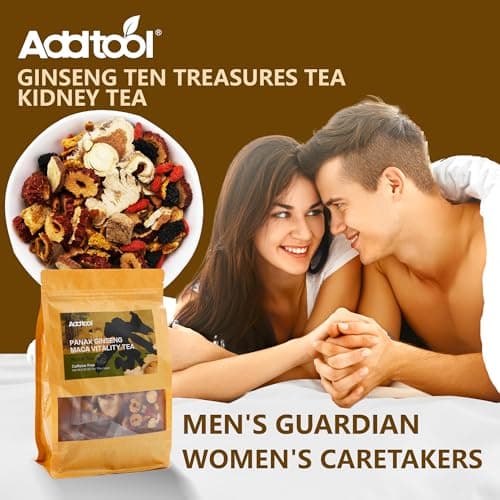 Addtool Maca Ginseng Power Blend Tea，Ginseng-Infused ten Treasure Kidney Tea , for Women & Men。with,Reishi Red Date Wolfberry Mulberry Cassia seed，Premium (180 grams / 15 packs) Each tea bag can be steeped multipletimes. - Thumbnail 2