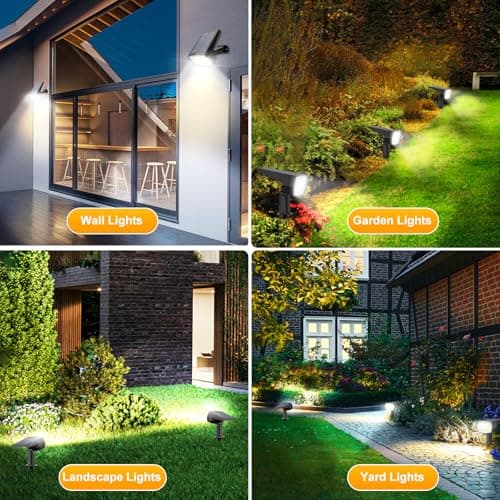 Fabrito 72 LEDs Solar Spot Lights Outdoor Waterproof, 3 Modes Landscape Spotlights, Dusk to Dawn Solar Powered Flood Wall Lights for Outside, Solar Garden Lights for Yard Porch 2 Pack (Cool White) - Thumbnail 5