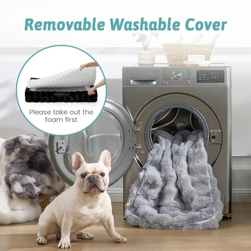 COZY KISS Orthopedic Dog Bed for Extra Large Dog 44x32 inch, XL Faux Fur Pet Sofa, Bolster Foam Bed with Sides, Non-Slip and Egg-Crate Big Dog Couch Bed with Washable Removable Cover, Black - Thumbnail 6