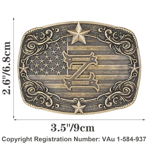 Absbolo Western Belt Buckle Men Initial Letter ABCDJRM to Z Rodeo Cowboy Belt Buckles for Women Z - Thumbnail 2