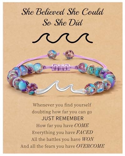 Get Well Soon Gift Baskets for Women, Inspirational Gifts for Women Wave Bracelet Jasper Beaded Bracelets Cheer Up Encouragement Spiritual Thoughtful Gifts Jewelry - Image 1