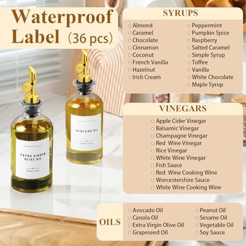 GIXSEGIE Olive Oil Dispenser Bottle with Bamboo Tray, Metal Pour Spout, Coffee Syrup & Cooking Oil Dispenser for Kitchen - Thumbnail 5
