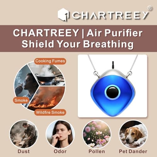Personal Air Purifier, Chartreey Wearable Air Purifier Necklace, Ture 502 Million/cm³ High-Speed Negative Ion Generator Eliminates Dust, Smoke, Pollen, Maintenance Free(Sapphire Blue) - Thumbnail 6