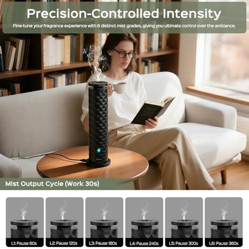 Waterless Scent Diffuser Starter Kit – Remote Control Cold Air Scent Diffuser Oil Machine with 5 Oils 1000 Sq Ft Coverage Quiet Nebulizing Aromatherapy for Home Office Bedroom & Spa - Thumbnail 4