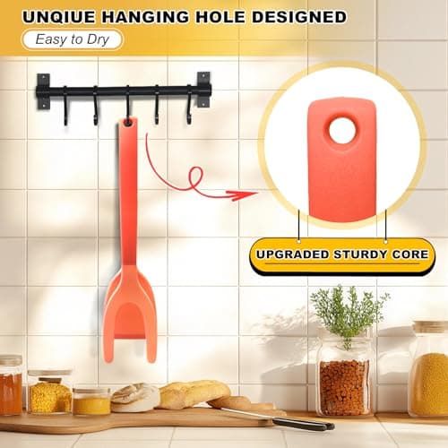 Silicone Spatula, BPA Free Kitchen Spatula, High Heat Resistant Rubber Spatulas, Ideal Kitchen Utensils for Non-Stick Pans, Sautéing, Frying, Baking, Turning and Flipping - Thumbnail 5