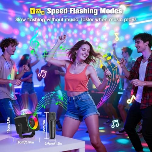 Karaoke Machine for Adults: Stand Karaoke Speaker with Disco LED Lights Portable Bluetooth Speaker with 2 Wireless Microphone Toys Birthday Gifts for Boys Girls Family Home Party - Thumbnail 6