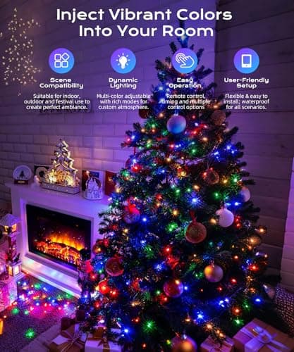 Ecoeve Red White and Blue Lights, 99FT 200 LED 4th of July RGB+IC String Lights Outdoor, Smart App-Controlled 100+ Scene Modes Color Patriotic Light for Indoor Independence Memorial Day Party Holiday - Thumbnail 2