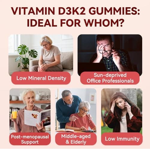 iMATCHME Vitamin D3 K2 Gummies for Adults, 10000 IU Vitamin D3 + 200 mcg K2 MK-7 with Omega-3, Magnesium & Zinc, Bone, Teeth, Heart & Immune Support, Sugar-Free Vegan, 60 Count(Pack of 2) - Thumbnail 6