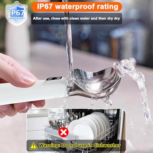 Electric Heated Ice Cream Scoop with ON/OFF and LED Display, 5000mAh Battery Rechargeable Heated Ice Cream Scoop Ideal for Scooping Hard Ice Cream and Frozen Desserts,Gift for Ice Cream Lovers (White) - Thumbnail 6