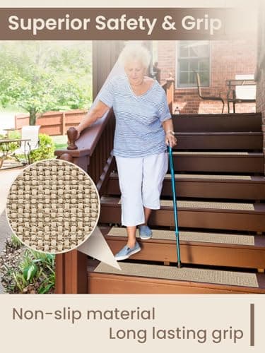 Stair Treads for Wooden Steps Indoor, Peel and Stick Stair Tread,Stair Runners, Non-Slip Carpet Stair-Treads for Kids, Elders & Pets, Machine Washable, Reusable(15PCS,30"x8",Beige) - Thumbnail 4