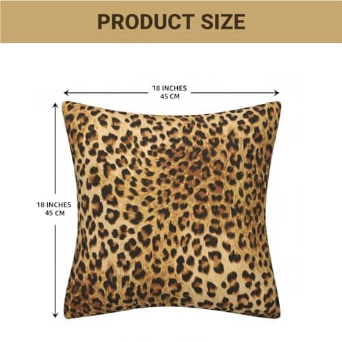 Cheetah Print Pillow Covers Room Decor 18x18 Inch, Leopard Print Decorative Throw Pillow Covers for Home Couch Sofa Bedroom Livingroom Dorm, Set of 2 African Wild Animal Theme - Thumbnail 3