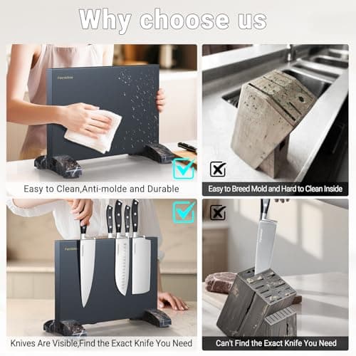 4 Pieces Knife Block Set With Magnetic Knife Block Holder, Ultra-Sharp Japanese Kitchen Knife Set, High-carbon Steel Chef Knife Sets With Full Tang Handle Design - Thumbnail 6