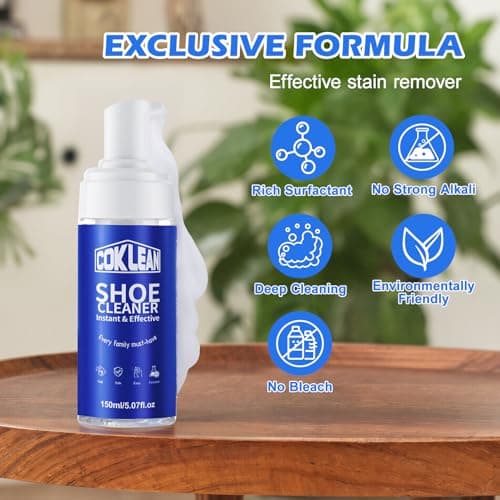 Coklean Foam Shoe Cleaner, White Sneaker Cleaner Kit for Tennis Shoes, Running, Golf, PU, Nubuck,Sole, Shoe Cleaning Kit 1Pack - Thumbnail 4