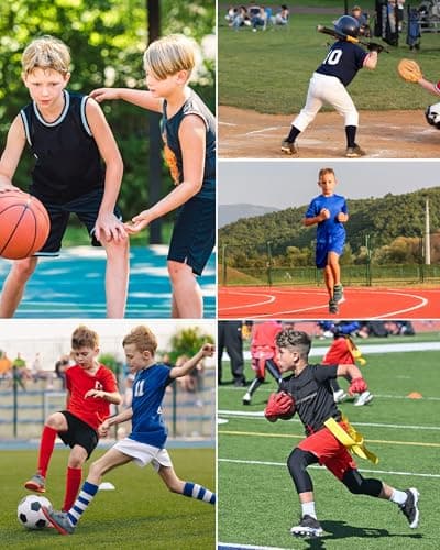 RIKUAOU Youth Boys Compression Shorts with Side Pockets, Kids Athletic Base Layers Running Underwear for Baseball Football - Thumbnail 6
