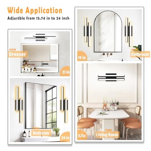 NOVELUX Bathroom Vanity Light 18 inch-Bathroom Light Fixtures,2700K/3000K/3500K/4000K/5000K/5cct Optional Vanity Lights for Bathroom,18W/ETL Certificated/2 Pack - Thumbnail 4