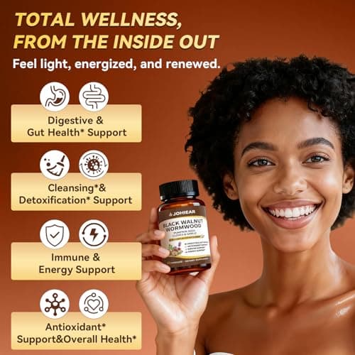 20 in 1 Wormwood Black Walnut Clove Cleanse for Humans Capsules, Natural Gut Detox & Digestive Health, Pumpkin Seed, Berberine, 10:1 Ultra-Concentrated Liposomal Tech 98% Absorption, Vegan 60 CT - Thumbnail 2