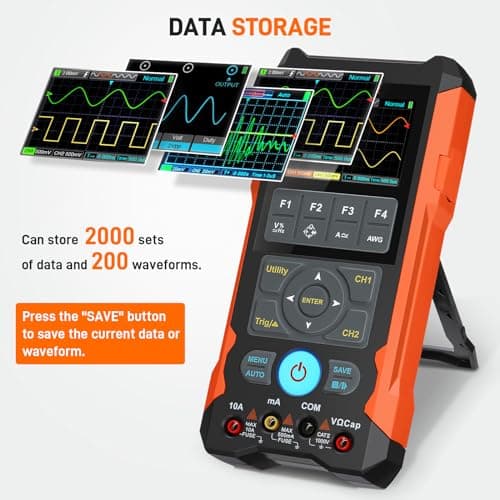 Handheld Oscilloscope Multimeter GOCHIFIX Waveform Generator 3 in 1 Automotive Oscilloscope 2 Channel 80Mhz Bandwidth 200Msps Sampling Rate Signal Generator Digital Oscilloscope Multimeter - Thumbnail 5