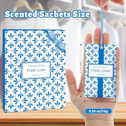 STRN Linen Scented Sachets for Drawer and Closet, Long-Lasting Sachets, 14 Packs for Home Fragrance, Small Space Air Freshener for Wardrobes - Thumbnail 3