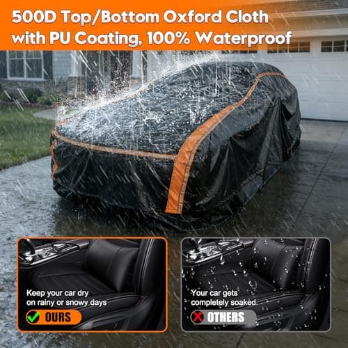 Patented Fully Enclosed Car Cover Waterproof All Weather 2-in-1 for Chevrolet Tahoe,Toyota Sienna,GMC Yukon,Lexus TX Automobiles Universal Fit SUV/MPV Length 202-212 Inch Exterior Covers 6-Layer 500D - Thumbnail 3