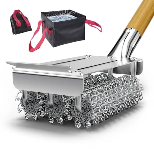HOUSE AGAIN Grill Brush Bristle Free + Collapsible Water Bucket, Safe BBQ Outdoor Grill Accessories Cleaning Brush Scraper with Durable Dunk Tank for Great Value Bundle/Ideal for Dad - Image 1