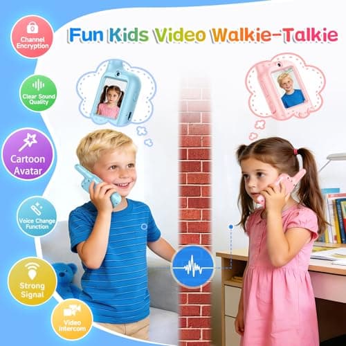Video Walkie Talkies for Kids – Rechargeable Kids Walkie Talkies 2 Pack with Voice Changer & Cartoon Avatar, 1000 ft Range, Fun Toys for Outdoor Camping, Hiking, Birthday Gift for Boys Girls Ages 3-12 - Thumbnail 3