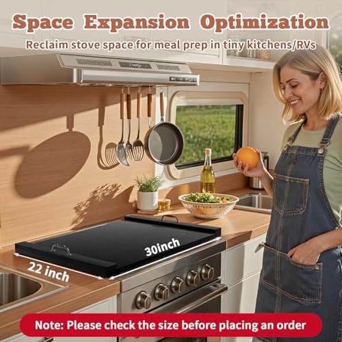 TIRYIUOU Gas Stove Top Cover: Wooden 30 * 22 Inches Electric Stovetop Covers, Noodle Board with Handles, Wood RV Cutting Board for Kitchen Counter (Black) - Thumbnail 2