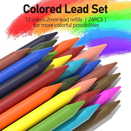 Four Candies 25PCS Art Mechanical Pencil Set with Case, 3PCS Metal Artist Lead Pencil 0.5, 0.7, 0.9 mm & 3PCS 2mm Holder (HB 2H 2B 4B Color) with 432PCS Graphite Lead Refills for Drawing Sketching - Thumbnail 3