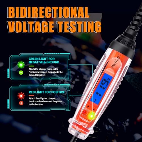 AWBLIN Automotive Test Light 3-72V DC Digital Light Tester with Voltmeter, Heavy Duty Auto Circuit Tester with LCD Backlight Display and LED Indication, Electric Test Pen with Illumination - Thumbnail 2