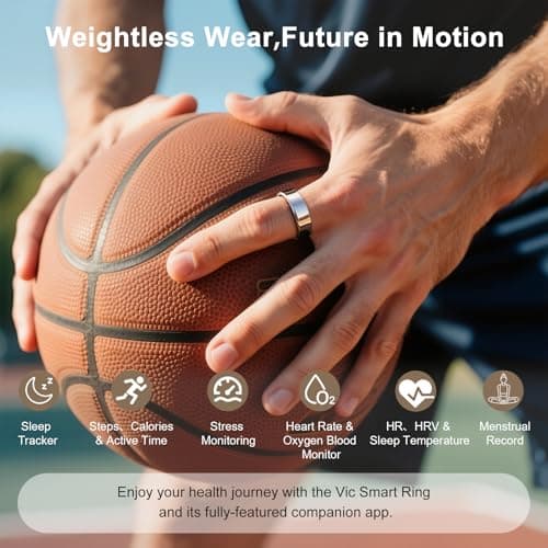 Vic Ring, Ultra-Light Titanium Smart Ring, 7-Day Battery Life, Fitness/Sleep/Stress Tracker for Women & Men, No APP Subscription Fees, IP68 Waterproof, iOS & Android Compatible (Rose Gold, 9) - Thumbnail 4