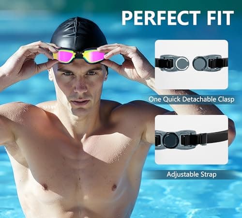 LEEIGGT Swim Goggles+Swim Cap, No Leak Anti-Fog & UV，Swimming Goggles Full Protection Adult Men Women Youth（6 in 1） - Thumbnail 6
