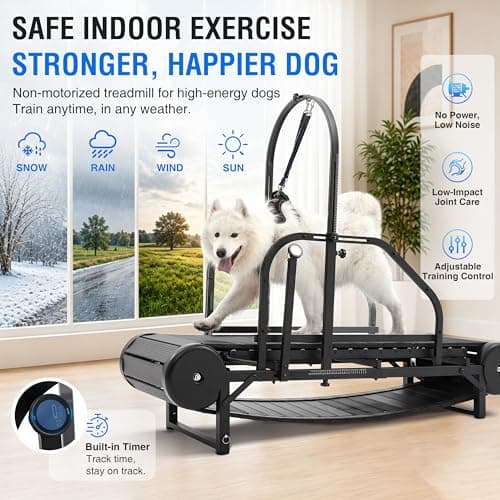 Dog Treadmill for Large/Medium Dogs, Adjustable Ramp Canine Running Slatmill Machine with Pedometer for Exercise & Healthy & Fit Pet Life, Used Indoor Home Up to 300LBS - Thumbnail 2