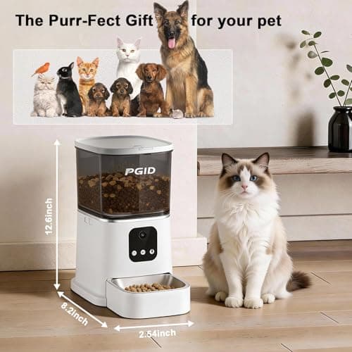 PGID Automatic Cat Feeder,2.4G WiFi Automatic Dog Food Dispenser，Auto Dog Feeder with APP Control,5L Timed Auto Cats Food Dispenser w 2-Way Audio for Multiple Pet - Thumbnail 6