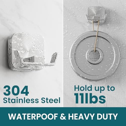 TAILI Patented Strong Suction Cup Hook, 304 Stainless Steel Bathroom Suction Cup Holder for Towel, Loofah, Bathrobe, Damage-Free Hanging Shower Wall Hook, Double-Hook Widening Design, 2 Pack, Silver - Thumbnail 3