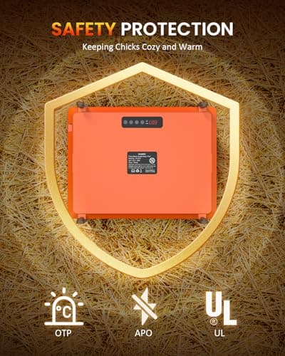 Smart Chick Brooder Heating Plate, 12"x16" Brooder Heat Plate for 20 Chicks, 7 Adjustable Timer & 5 Adjustable Temperature, Overheating Protection, UL-Certified (75 Watt) - Thumbnail 3