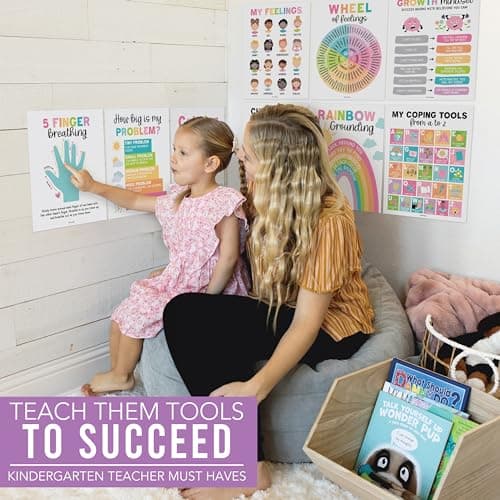Hadley Designs 9 Calming Corner Posters for Classroom Decor - Feelings Chart for Kids, School Counselor Office Decor, Sensory Calm Down Corner Items Kids, Pastel Homeschool & Daycare Emotions Chart - Thumbnail 5