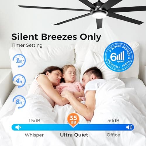 72 Inch Smart Modern Ceiling Fan with Light and Compatible with Alexa Voice - Thumbnail 5