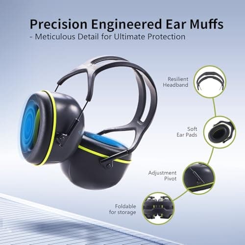 SATA Hearing Protection Ear Muffs, NRR 35 dB High Noise Reduction Ear Muffs, SNR 37dB Adjustable Safety Hearing Protector for Gun Shooters, Construction, Mowing - Thumbnail 4