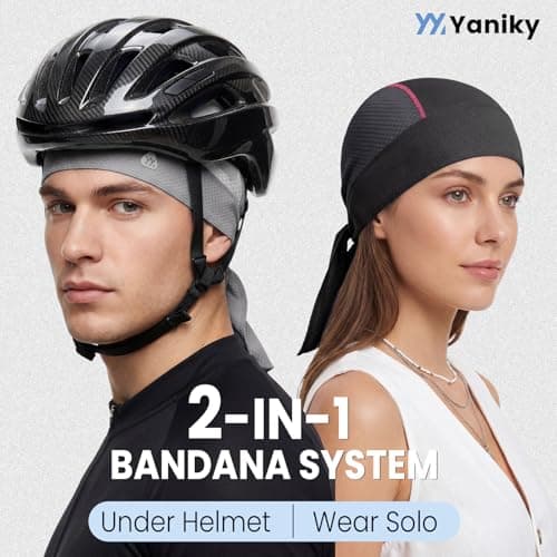 YANIKY Bandana Skull Cap with Neck Flap,Value Set Helmet Liner for Motorcycle Cycling Construction, Cooling Breathable Do Rag - Thumbnail 4