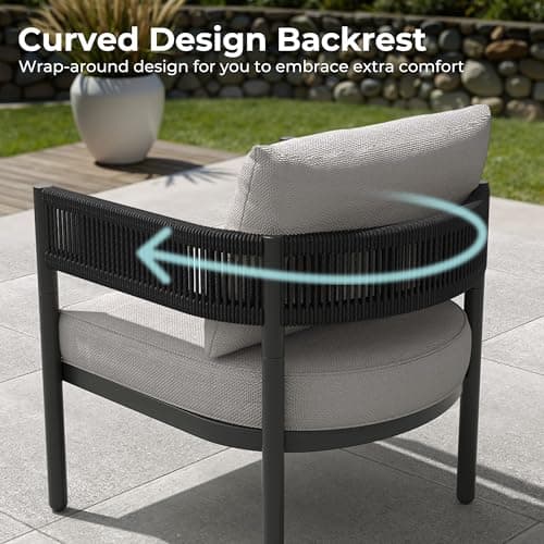 Grand patio 4-Piece Outdoor Conversation Set with 2 Single Chairs and 2 Patio Coffee Tables, Wicker Furniture Set - Thumbnail 2