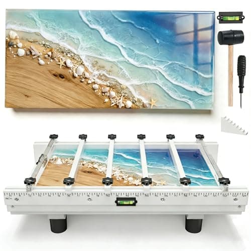 2 Pcs Epoxy Mold, Resiners River Table Epoxy Resin Mold with Adjustable Divider, 24x12x3in with Bubble Level, Fill Clamp System & Transparent Depth Board Ideal for Live Edge Resin Casting