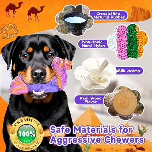 Tough Dog Toys for Aggressive Chewers, Durable Indestructible Nylon Dog Chew Toys for Large Medium Small Breeds, Squeaky Chew Toy for Puppy Teething, Interactive Dogs Toy Keep Them Busy (Wood Flavor) - Thumbnail 3