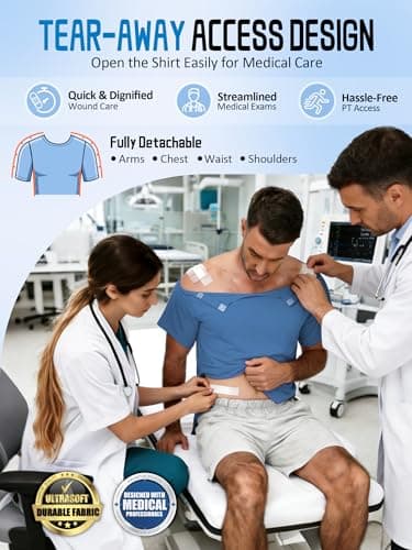 Recorah Shoulder Surgery Recovery Shirt with Magnetic Snaps - Developed with Surgical Experts, Crew Neck Top for One-Handed Dressing - Breathable 70% Cotton Post-Op Wear - Thumbnail 2