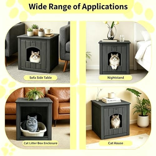 KAMABOKO Weatherproof Outdoor Cat House Resin Cat Shelter for Indoor/Outdoor Cats, Spacious Feral Cat Home with Easy Assembly, Stylish Design for Garden, Patio & Backyard，Black - Thumbnail 3
