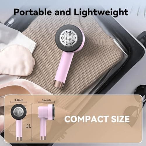 Smyeviva Rechargeable Fabric Shaver for Clothes: 6-Leaf Blades & 3 Speeds to Remove Pilling, Fuzz & Lint Balls - with LED Display, Portable Electric Lint Remover for Sweater, Couch, Blanket, Furniture - Thumbnail 6