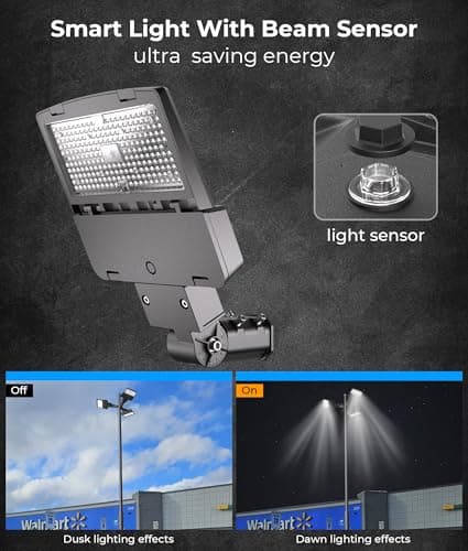 DeerTalk LED Parking Lot Light - LED Street Light 150W 0-10V Dimmable Dusk to Dawn Photocell Pole IP65 Waterproof Mounted Led Street Lights Outdoor for Parking Lot & Stadium - Thumbnail 4