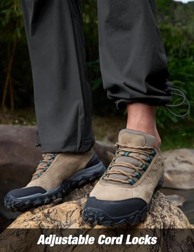 MOURCE Mens Hiking Pants Lightweight Quick Dry - Water Resistant Cargo Pants for Men with Pockets Outdoor Travel, Grey - Thumbnail 3