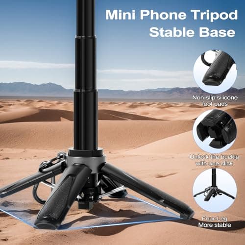 3-in-1 Mini Tripod, Selfie Stick for iPhone, Tripod for iPhone with Remote Control, Lightweight Travel Tripods for Selfie Video Recording, Compatible with 4-7 Inch iOS/Android Phones - Thumbnail 4